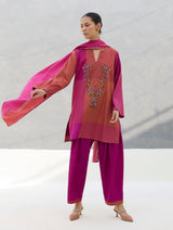 Athiya Hand-Embroidered Short Kurta - Rose