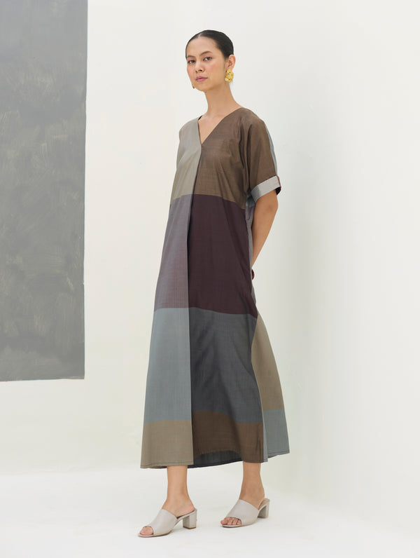 Cath Eri Silk Kaftan Dress - Taupe Grey