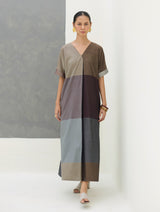 Cath Eri Silk Kaftan Dress - Taupe Grey