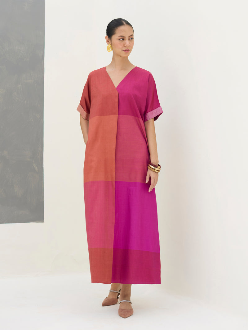 Cath Eri Silk Kaftan Dress - Rose