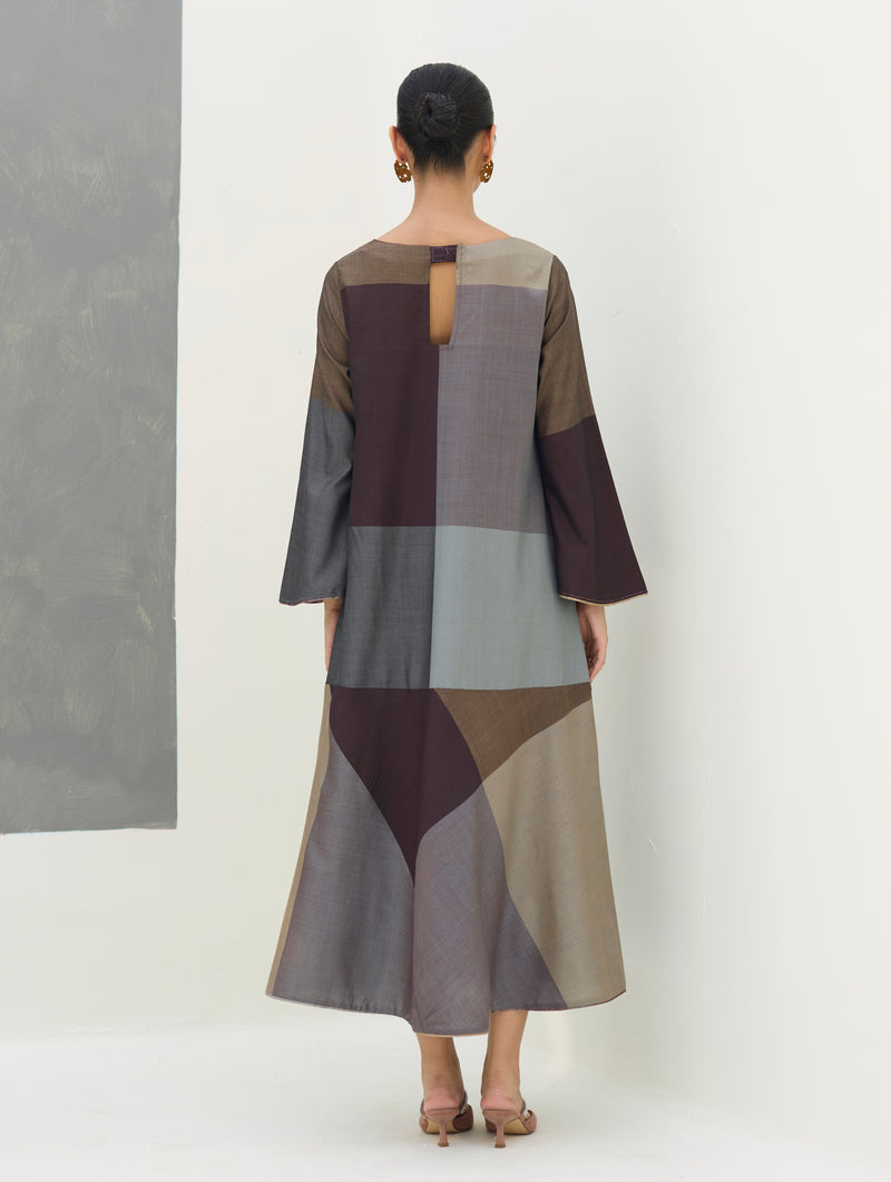 Zoa Eri Silk Dress -  Taupe Grey