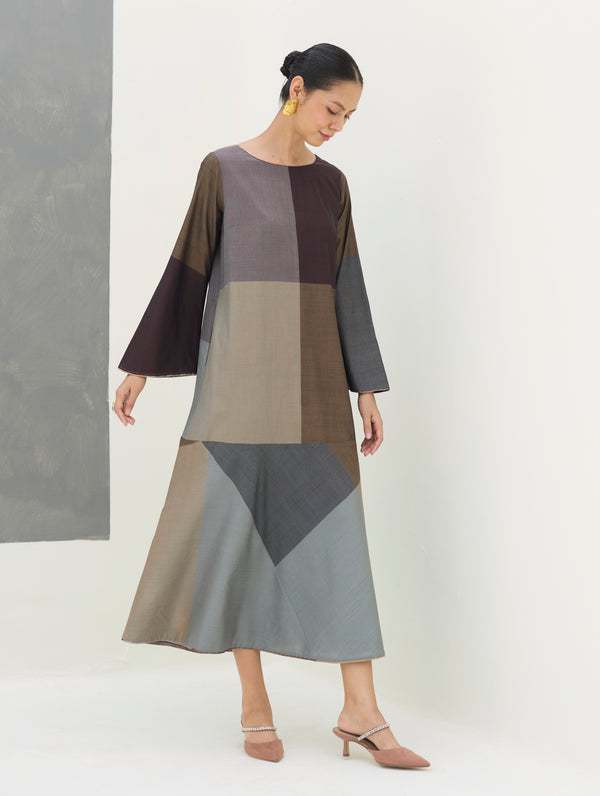 Zoa Eri Silk Dress -  Taupe Grey