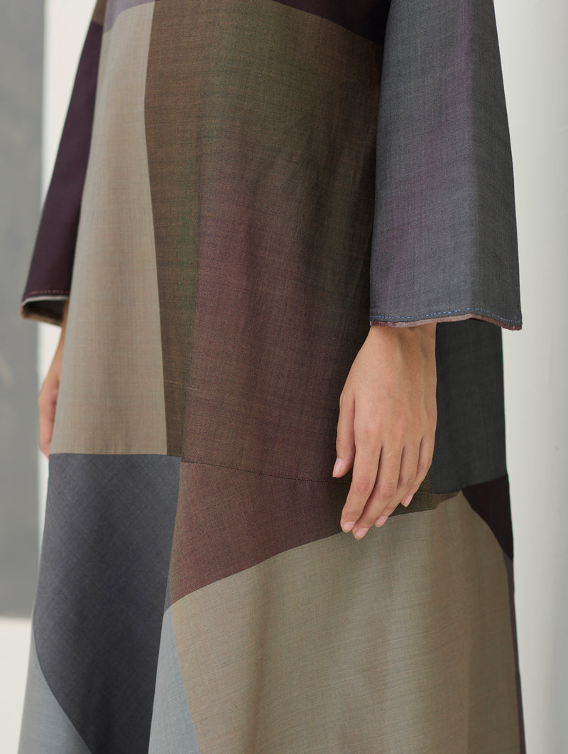 Zoa Eri Silk Dress -  Taupe Grey