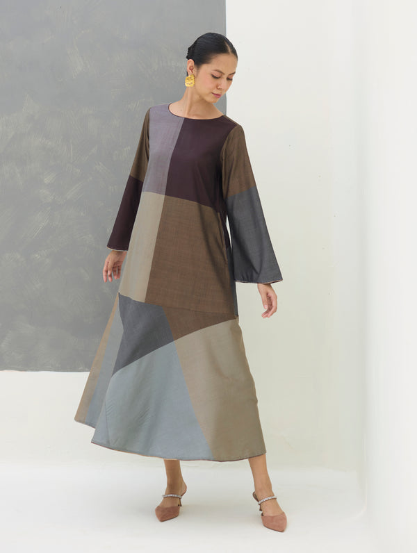 Zoa Eri Silk Dress -  Taupe Grey