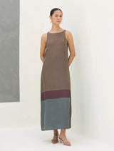 Nida Sleeveless Mulberry Silk Dress - Taupe Grey