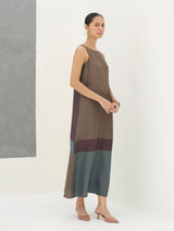 Nida Sleeveless Mulberry Silk Dress - Taupe Grey