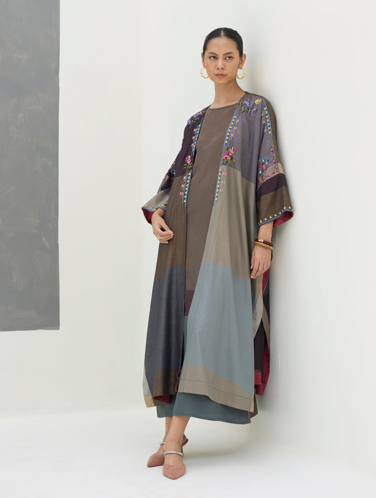 Darri Hand-Embroidered Overlay - Taupe Grey – Manan