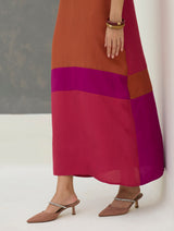 Darri Hand-Embroidered Overlay with Mulberry Silk Dress - Rose