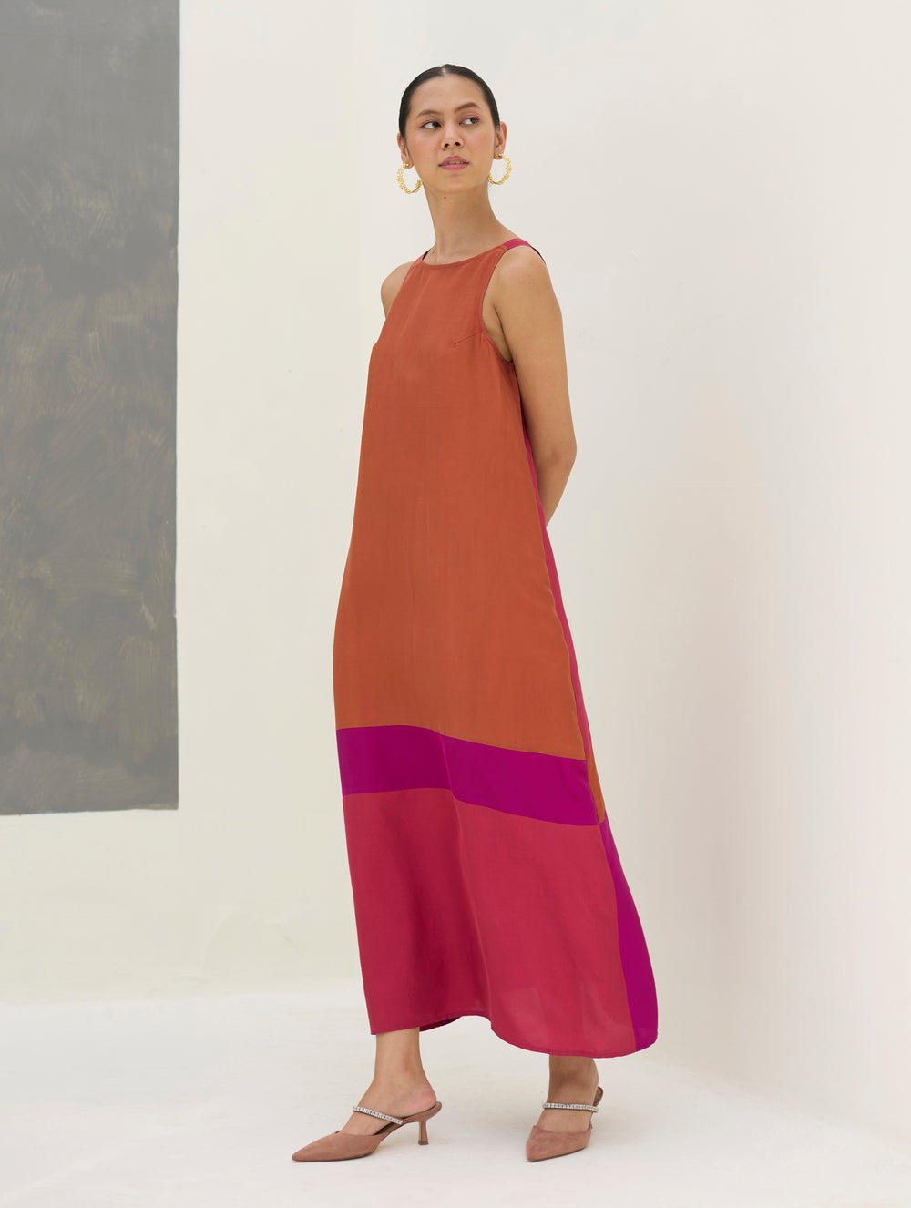 Darri Hand-Embroidered Overlay with Mulberry Silk Dress - Rose