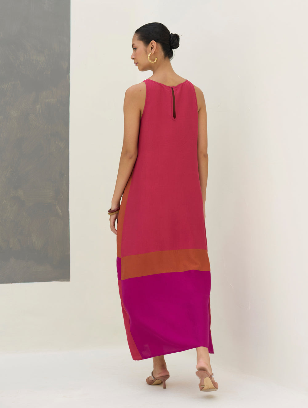 Darri Hand-Embroidered Overlay with Mulberry Silk Dress - Rose