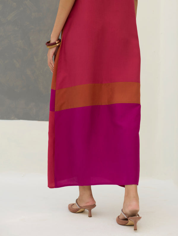 Darri Hand-Embroidered Overlay with Mulberry Silk Dress - Rose
