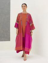 Darri Hand-Embroidered Overlay with Mulberry Silk Dress - Rose