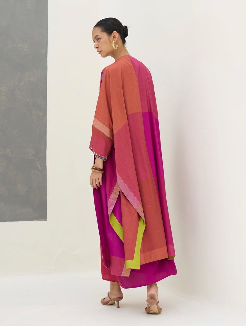 Darri Hand-Embroidered Overlay with Mulberry Silk Dress - Rose