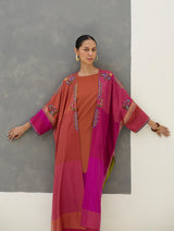 Darri Hand-Embroidered Overlay with Mulberry Silk Dress - Rose