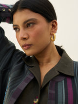 Inaya Textured Hoops - Brass