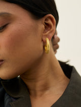 Inaya Textured Hoops - Brass