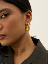 Inaya Textured Hoops - Brass