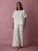 Umami Jamdani Linen Culottes - Ivory
