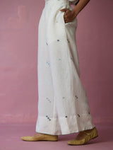 Ikara Jamdani Linen Kurta Set - Ivory