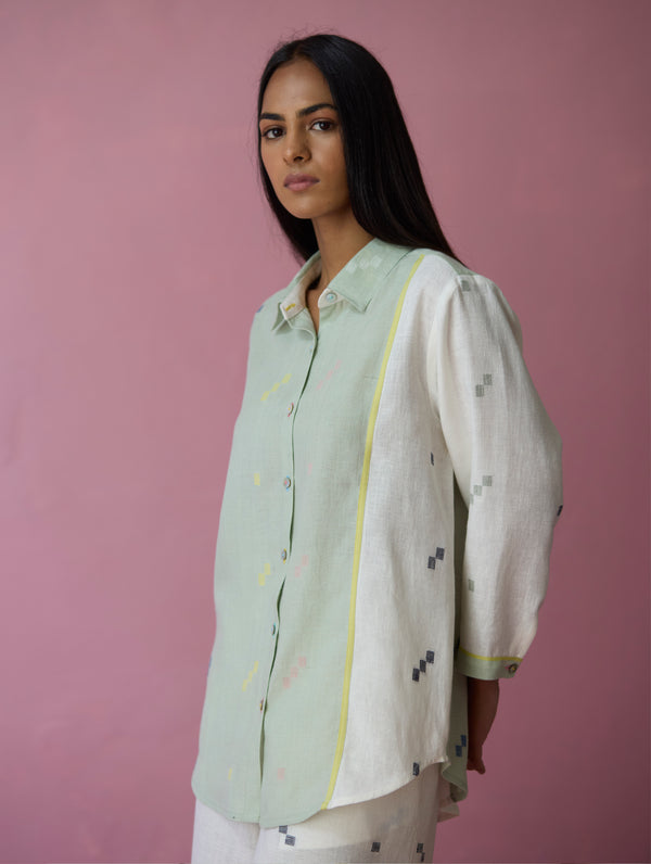 Sela Patchwork Jamdani Linen Shirt