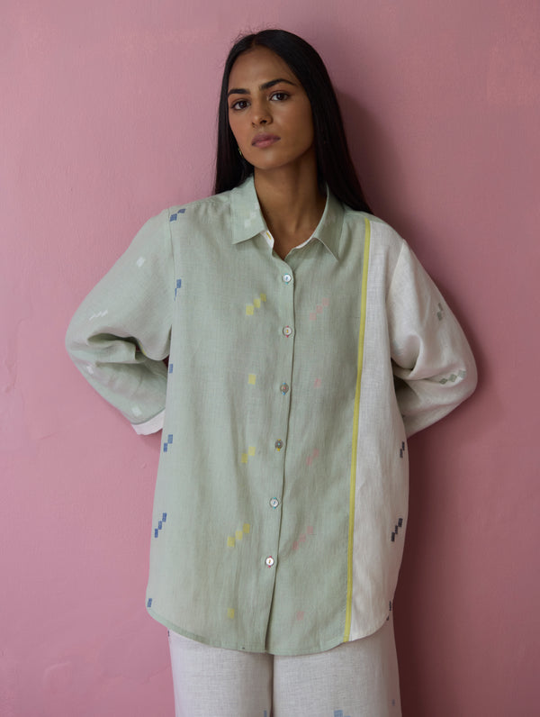 Sela Patchwork Jamdani Linen Shirt
