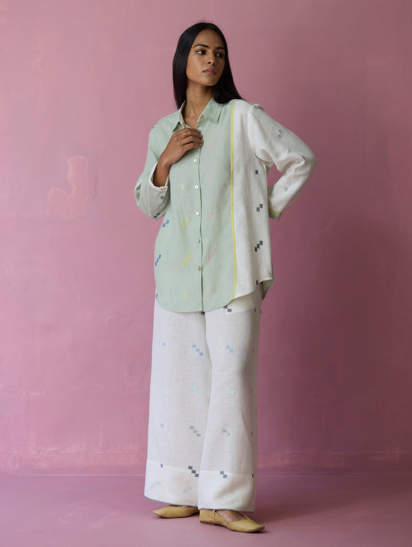 Sela Patchwork Jamdani Linen Shirt
