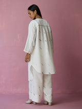Ikara Jamdani Linen Kurta Set - Ivory