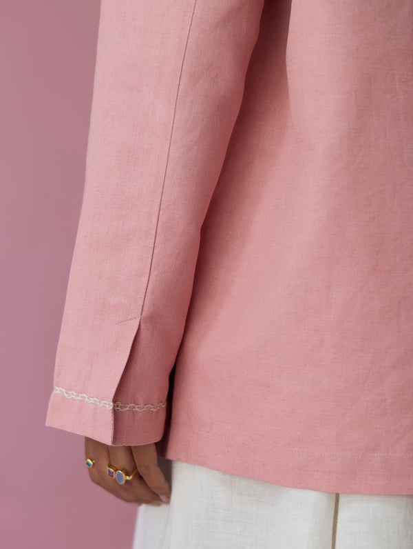 Nina Thick Linen Blazer - Rose