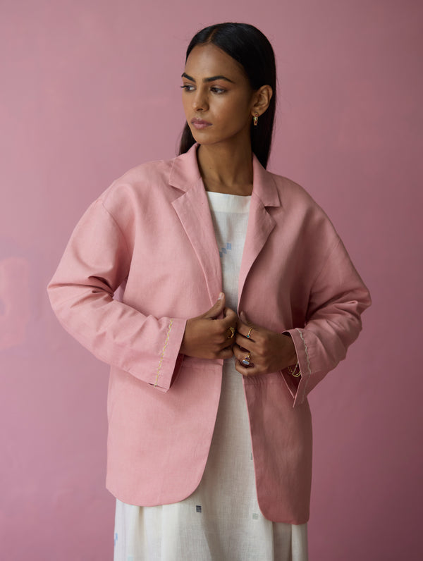 Nina Thick Linen Blazer - Rose