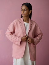 Nina Thick Linen Blazer - Rose