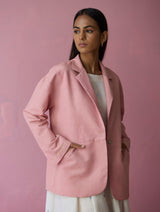 Nina Thick Linen Blazer - Rose