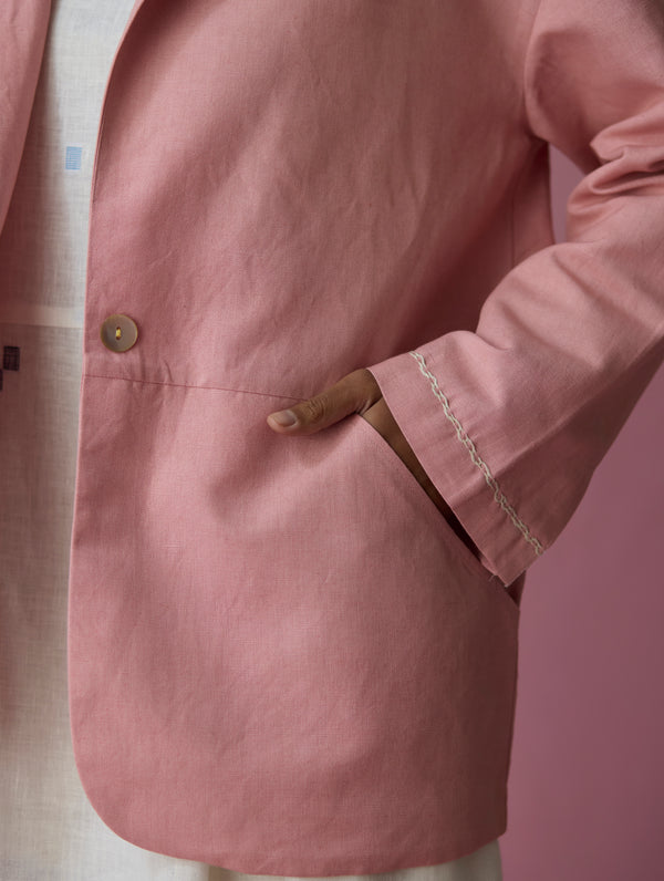 Nina Thick Linen Blazer - Rose