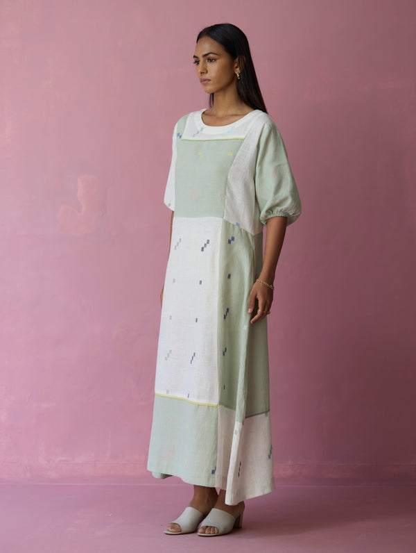 Vani Patchwork Jamdani Linen Dress