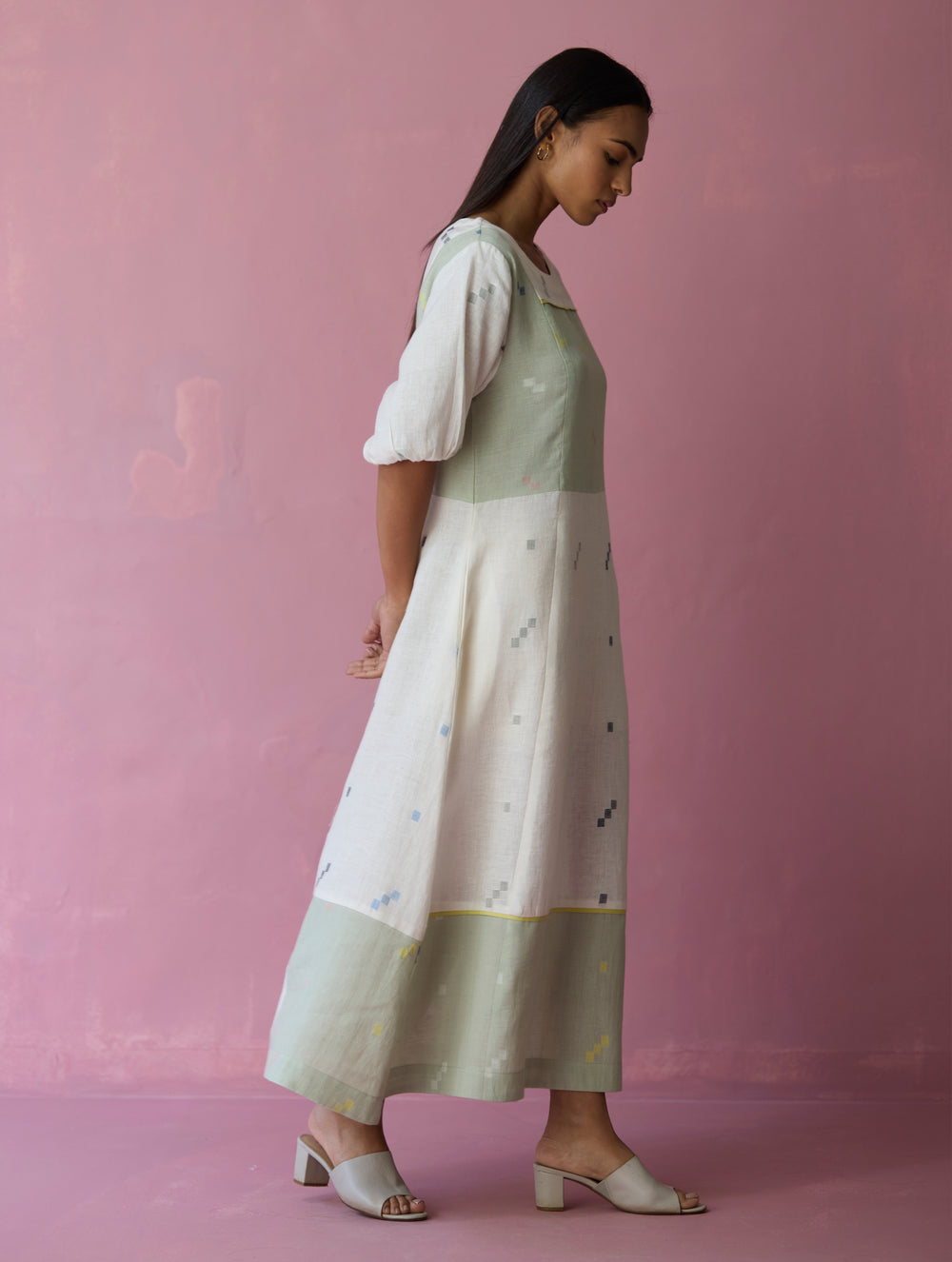 Vani Patchwork Jamdani Linen Dress