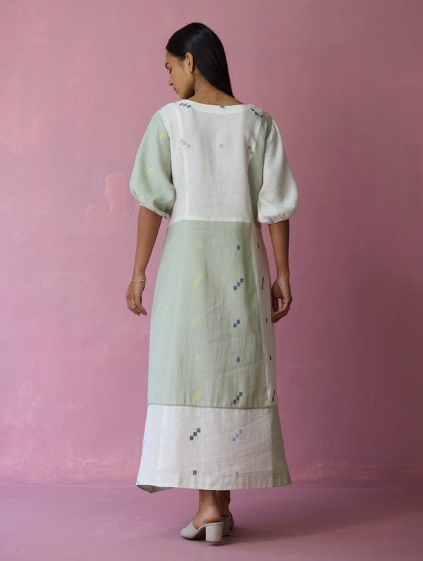 Vani Patchwork Jamdani Linen Dress