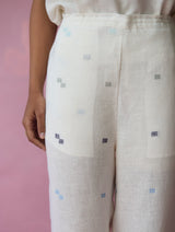 Dima Jamdani Linen Pintuck Co-ord Set - Ivory