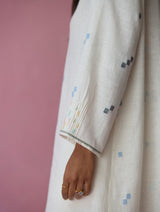 Dima Jamdani Linen Pintuck Shirt - Ivory