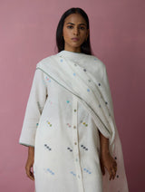 Mila Hand-Embroidered Jamdani Linen Dupatta - Ivory