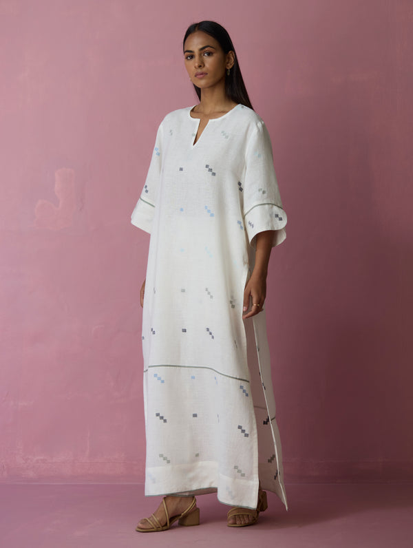 Rina Jamdani Linen Co-ord Set - Ivory