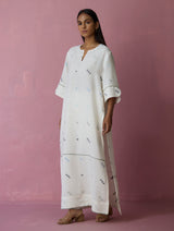 Rina Jamdani Linen Co-ord Set - Ivory