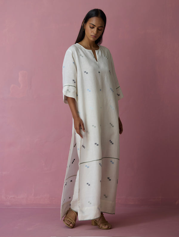 Rina Jamdani Linen Co-ord Set - Ivory