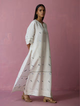 Rina Jamdani Linen Co-ord Set - Ivory