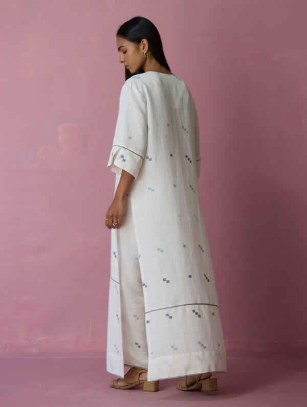 Rina Jamdani Linen Co-ord Set - Ivory