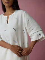 Rina Jamdani Linen Co-ord Set - Ivory