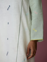 Siza Jamdani Linen Colour-Block Kurta Set