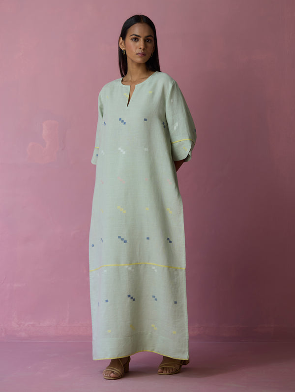 Rina Jamdani Linen Co-ord Set - Aqua