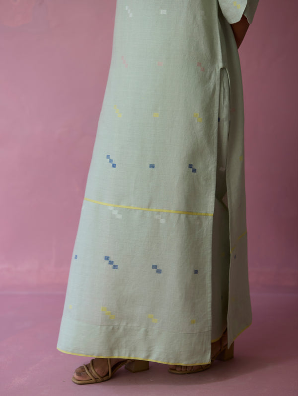 Rina Jamdani Linen Co-ord Set - Aqua