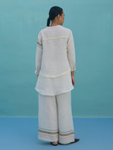 Amaya Border Linen Top - Ivory