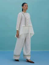 Amaya Border Linen Co-ord Set - Ivory