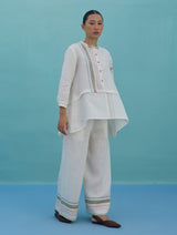 Amaya Border Linen Co-ord Set - Ivory